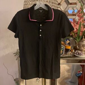 Ralph Lauren Black Polo with Pink Accents size M